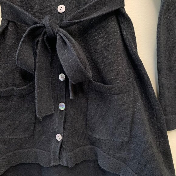 MIA JOY Black Knit Cardigan Girls 2 2T Sparkle Button-Up Long Sweater Belt Tie - Picture 4 of 6